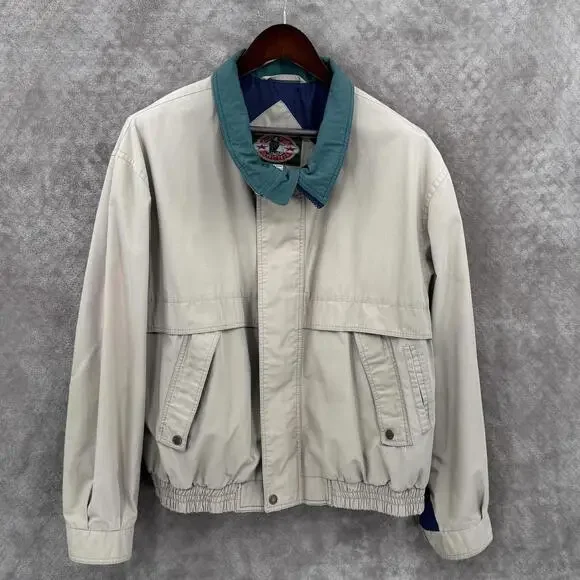 Vintage Eagles Ridge Outfitters Jacket Mens XL Beige Blue Bomber Outdoor - Picture 1 of 14